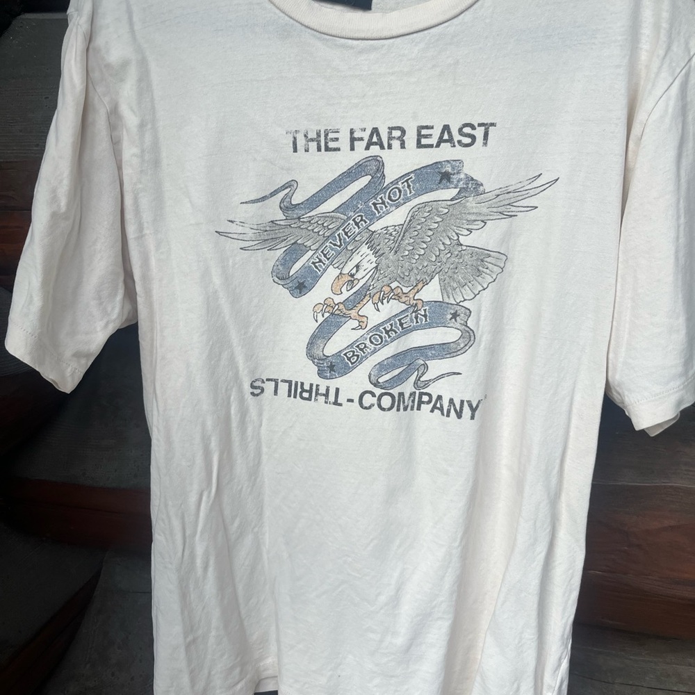 Thrills Vinatge Cream Graphic Tee with Eagle Design